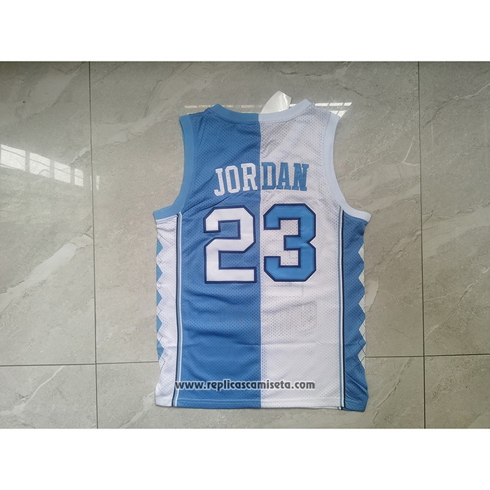 Camiseta NCAA North Carolina Tar Heels Michael Jordan #23 Split Azul Blanco